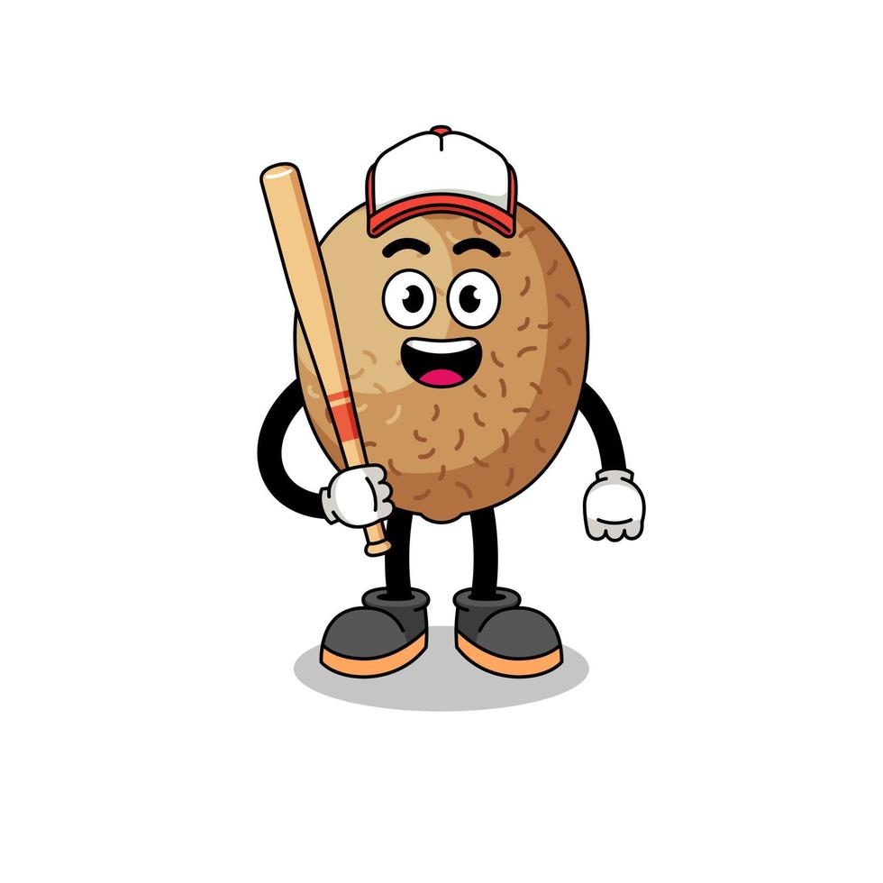 kiwi mascota dibujos animados como un béisbol jugador vector