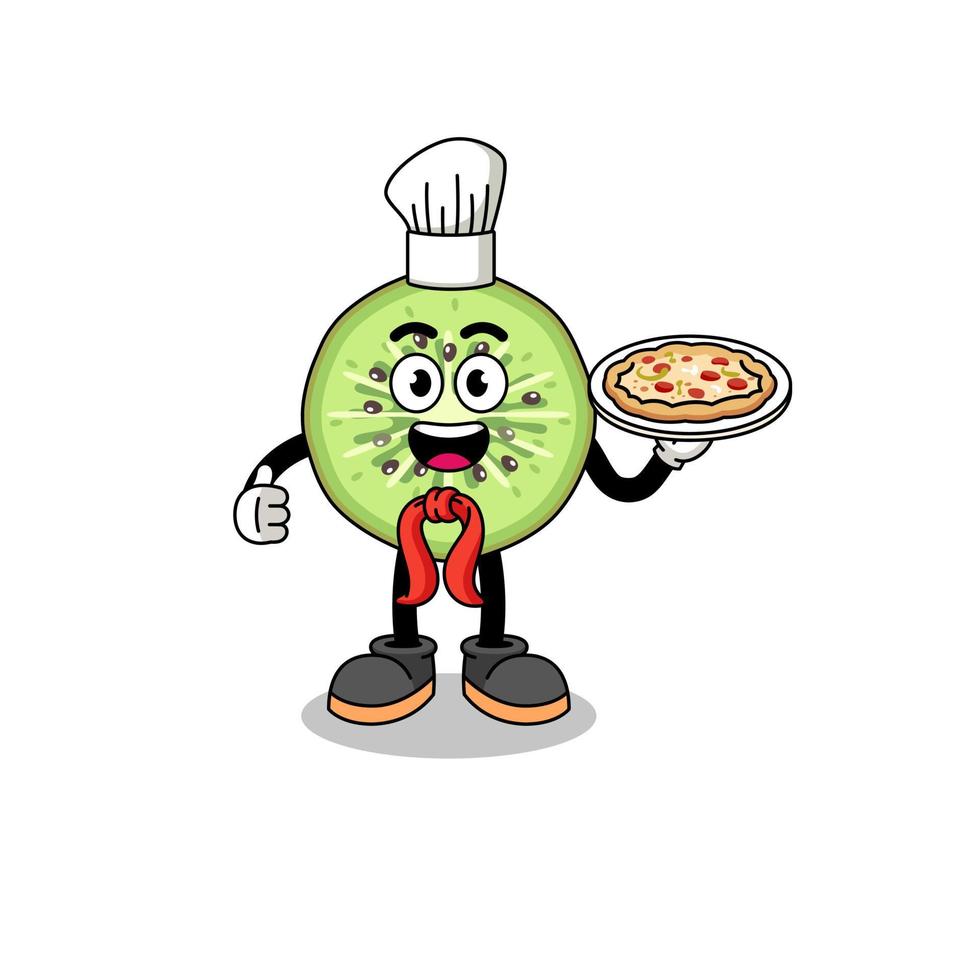 Illustration of sliced kiwifruit as an italian chef vector