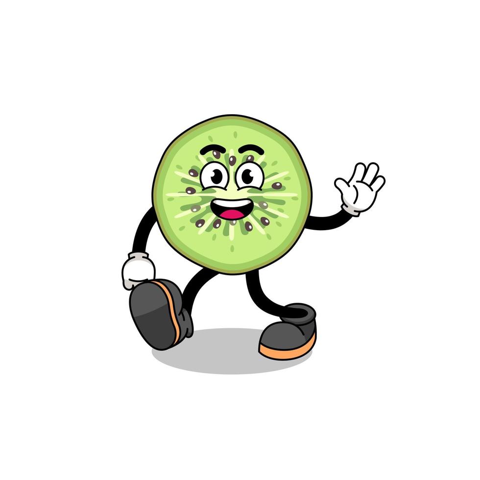 sliced kiwifruit cartoon walking vector