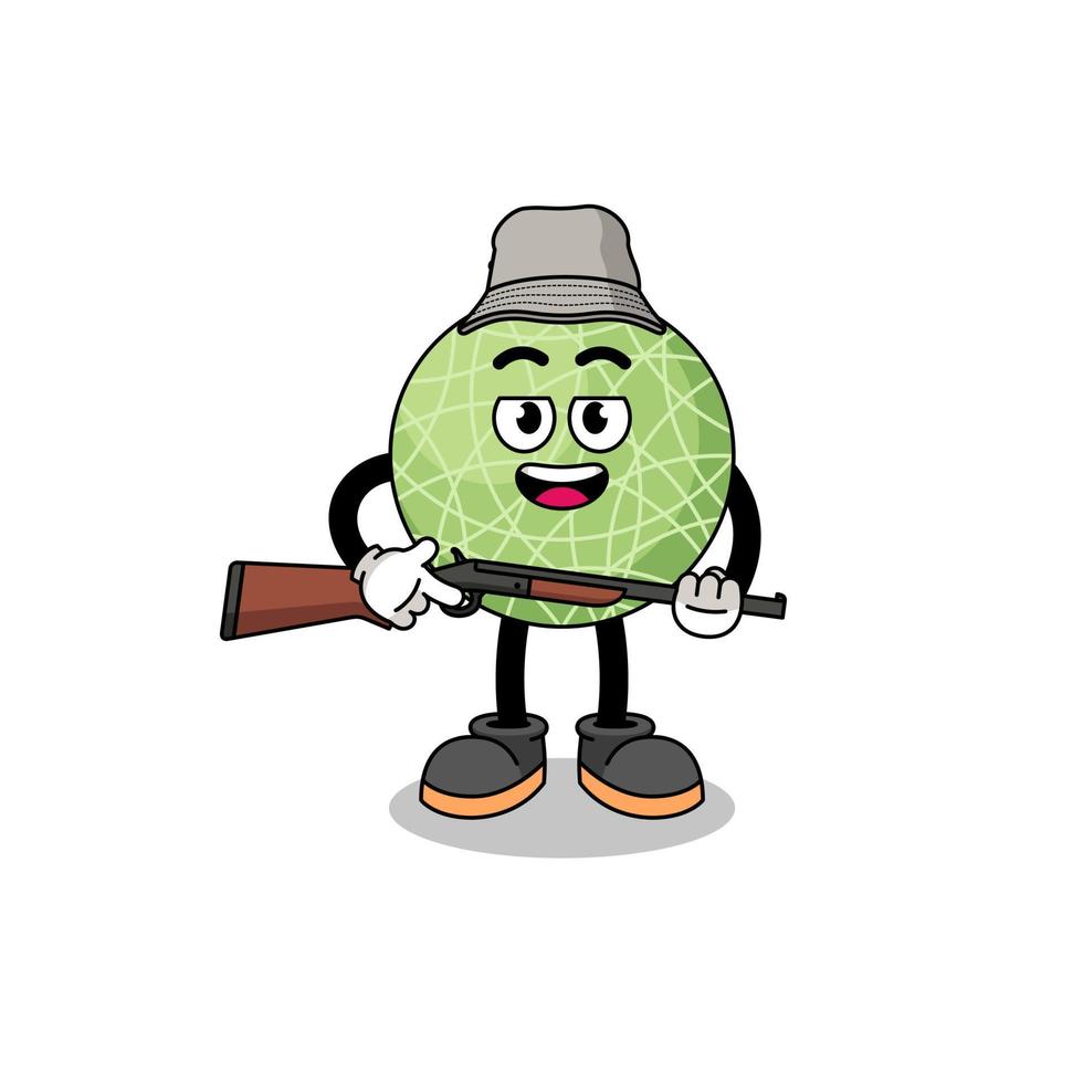 Cartoon Illustration of melon fruit hunter vector