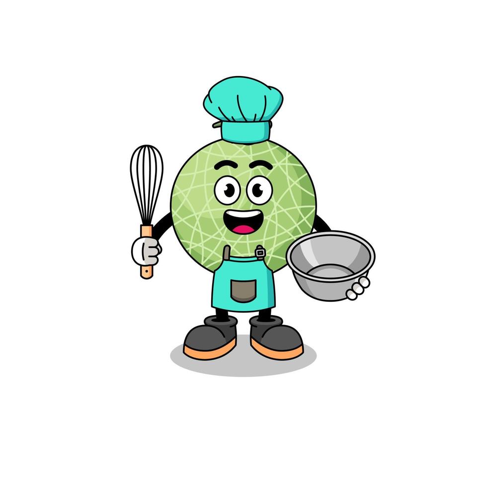 Illustration of melon fruit as a bakery chef vector