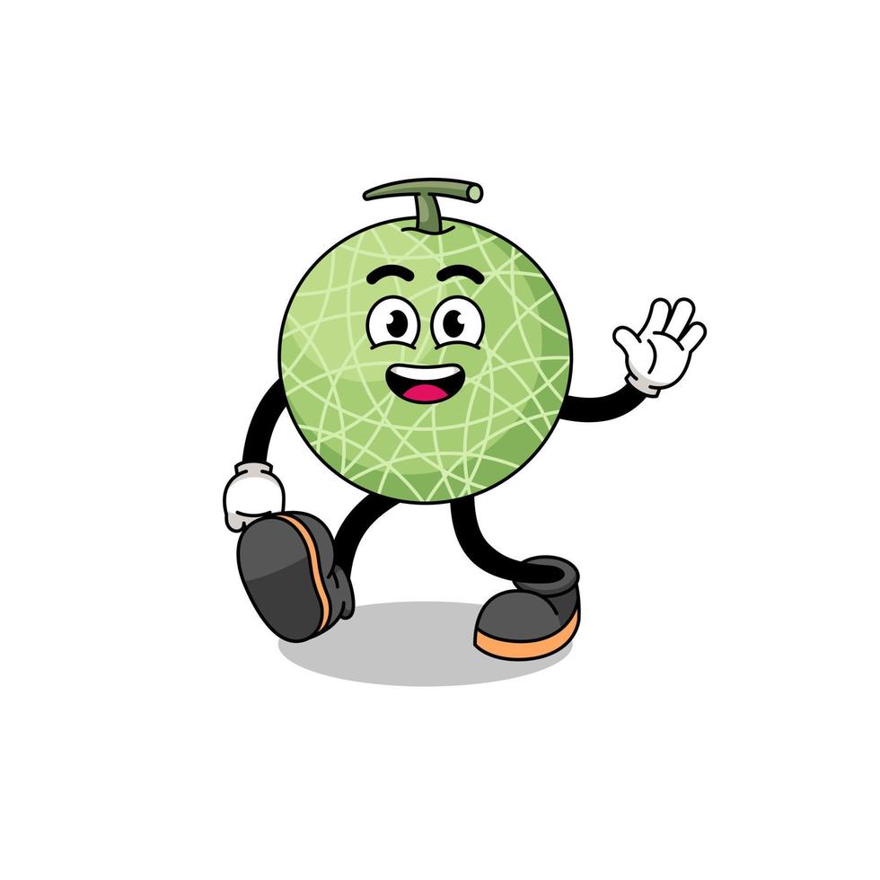 melon fruit cartoon walking vector