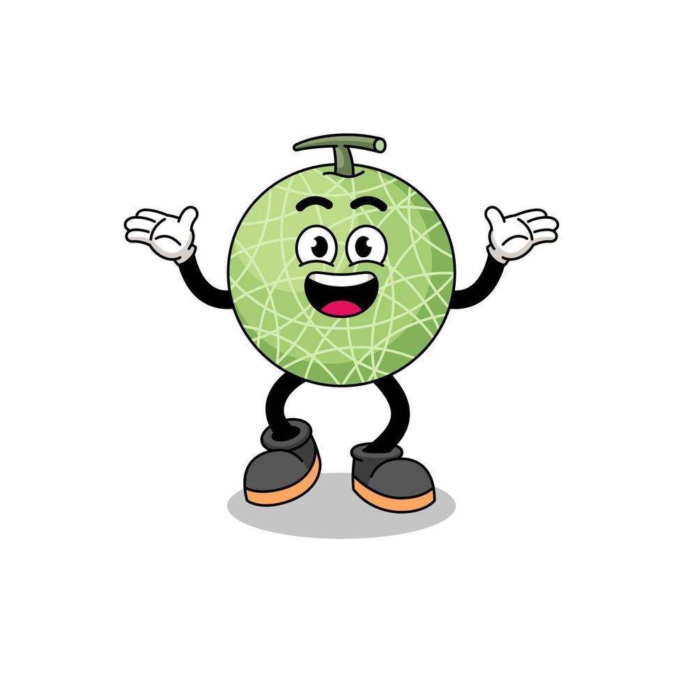 melon fruit cartoon searching with happy gesture vector