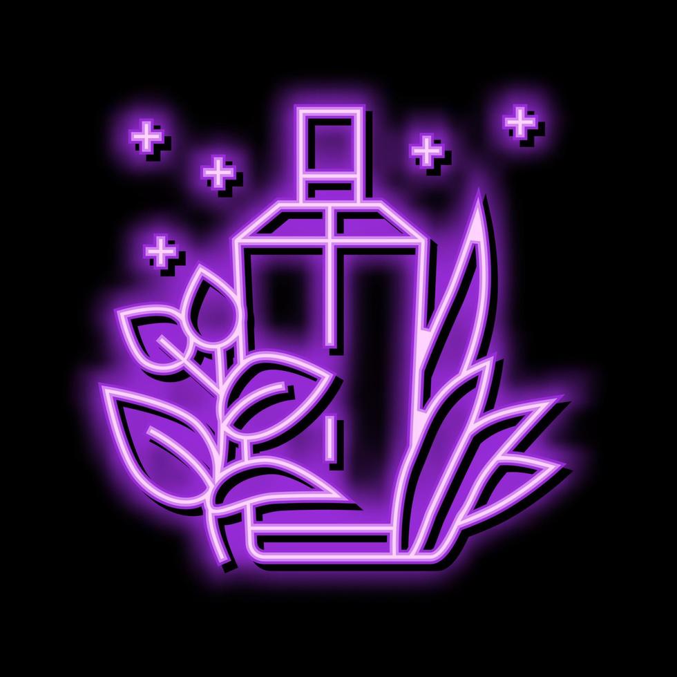 verde notas perfume neón resplandor icono ilustración vector