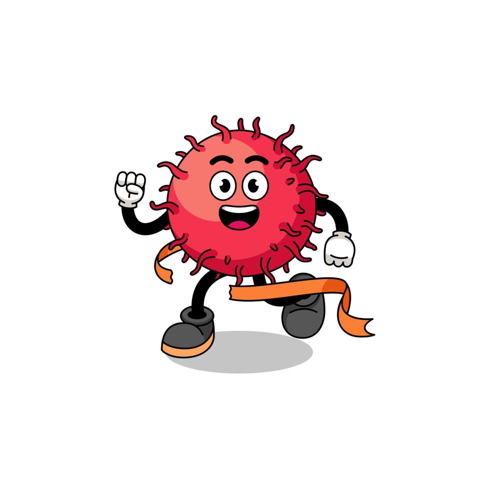 Mascot cartoon of rambutan fruit running on finish line vector