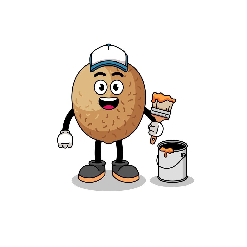 Character mascot of kiwifruit as a painter vector