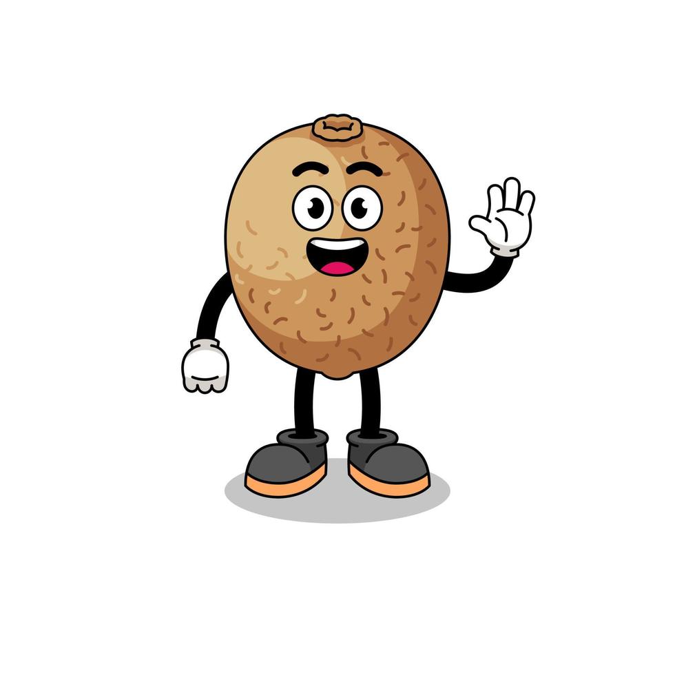 kiwifruit cartoon doing wave hand gesture vector