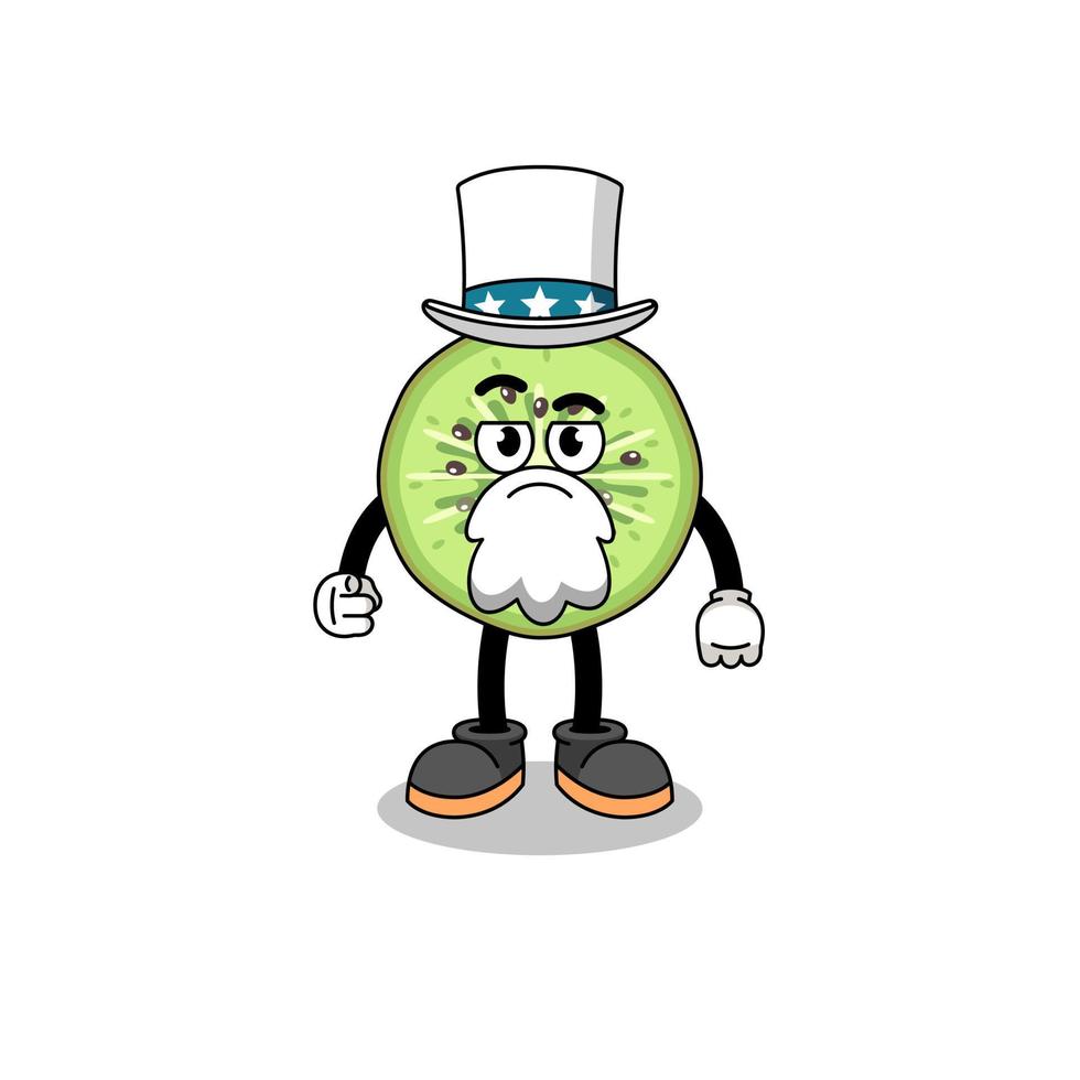 Illustration of sliced kiwifruit cartoon with i want you gesture vector