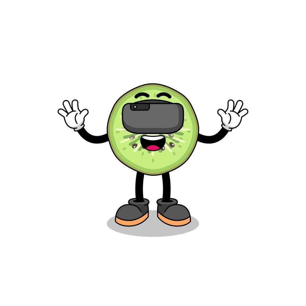 Illustration of sliced kiwifruit with a vr headset vector
