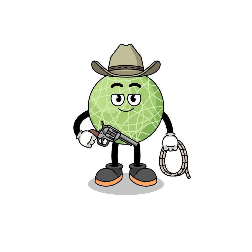 Character mascot of melon fruit as a cowboy vector