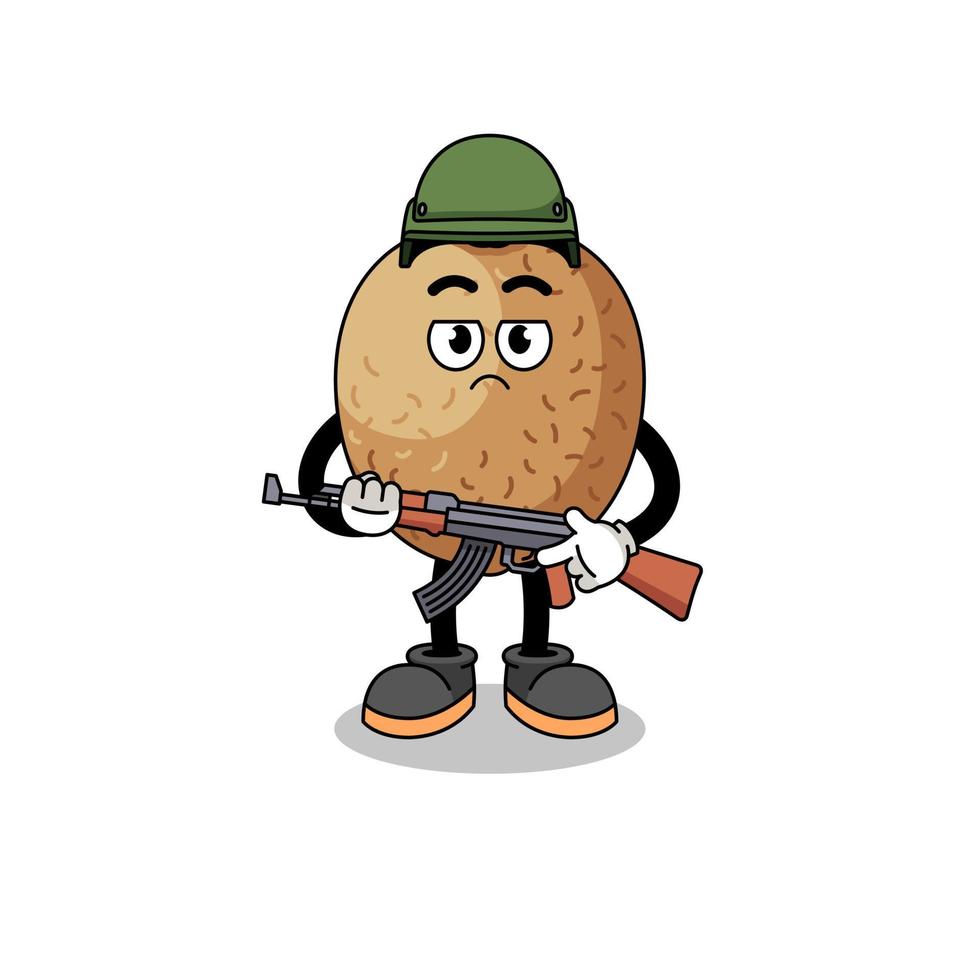 Cartoon of kiwifruit soldier vector