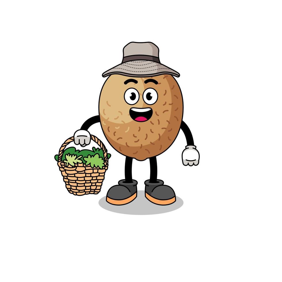 Character Illustration of kiwifruit as a herbalist vector