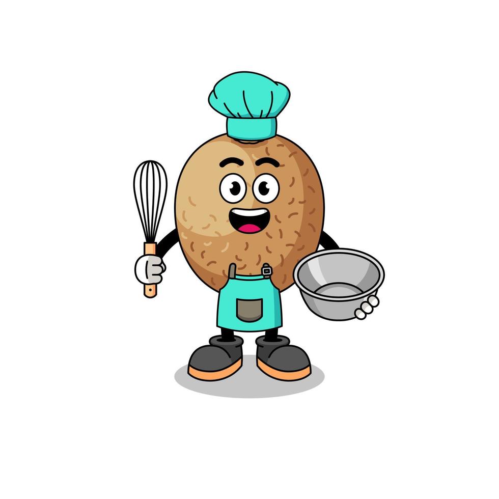 Illustration of kiwifruit as a bakery chef vector