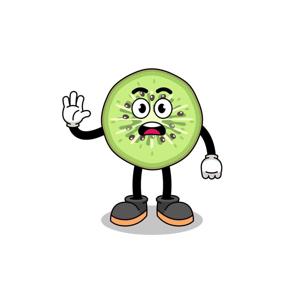 sliced kiwifruit cartoon illustration doing stop hand vector