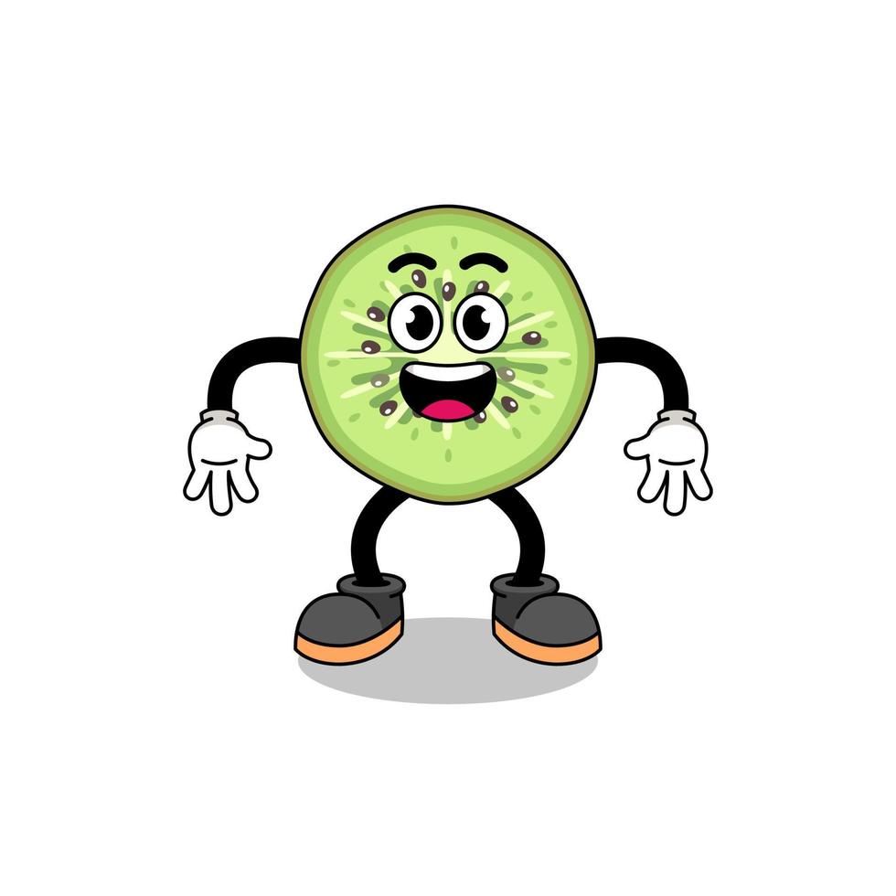sliced kiwifruit cartoon with surprised gesture vector