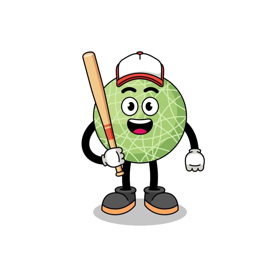 melon fruit mascot cartoon as a baseball player vector