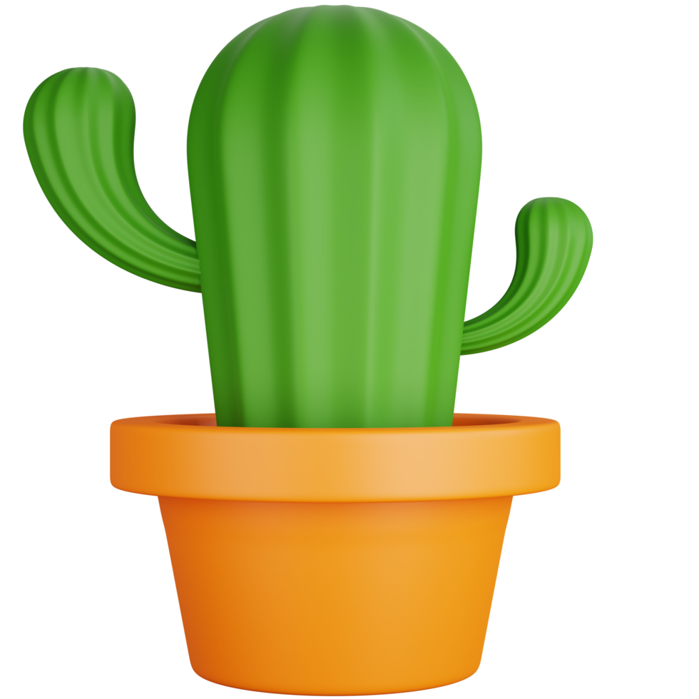 3d representación cactus árbol con maceta aislado png