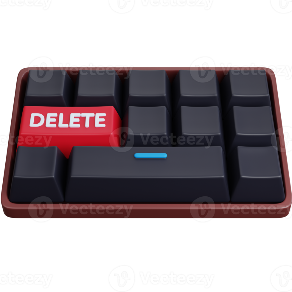 3d ilustración icono computadora teclado con Eliminar llave png