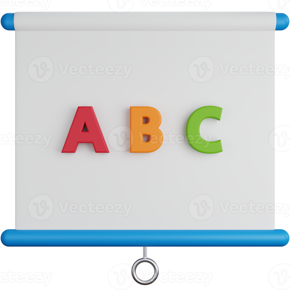 3d ikon illustration presentation styrelse med alfabet png