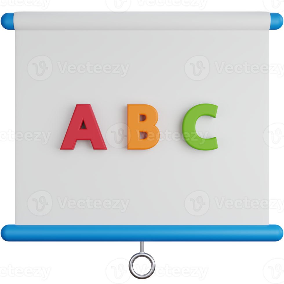 3D Icon Illustration Presentation Board With Alphabet png