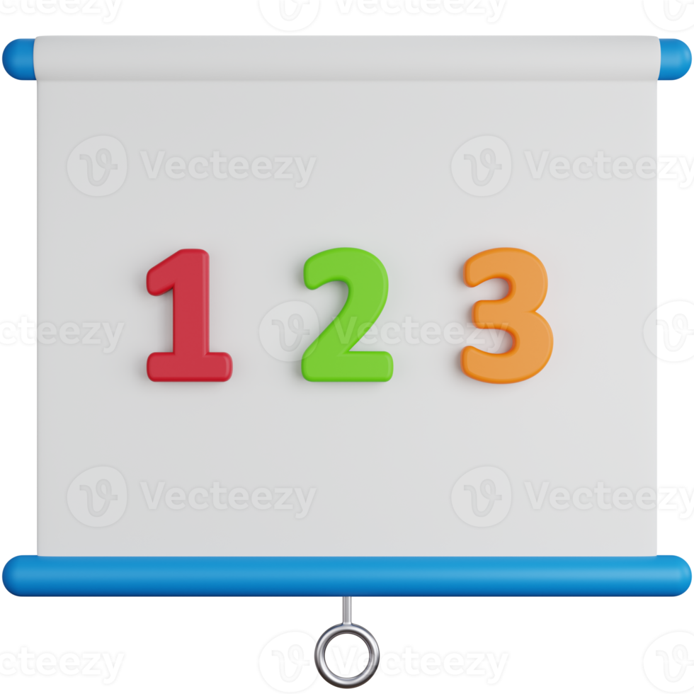 3D Icon Illustration Presentation Board With Numbers png
