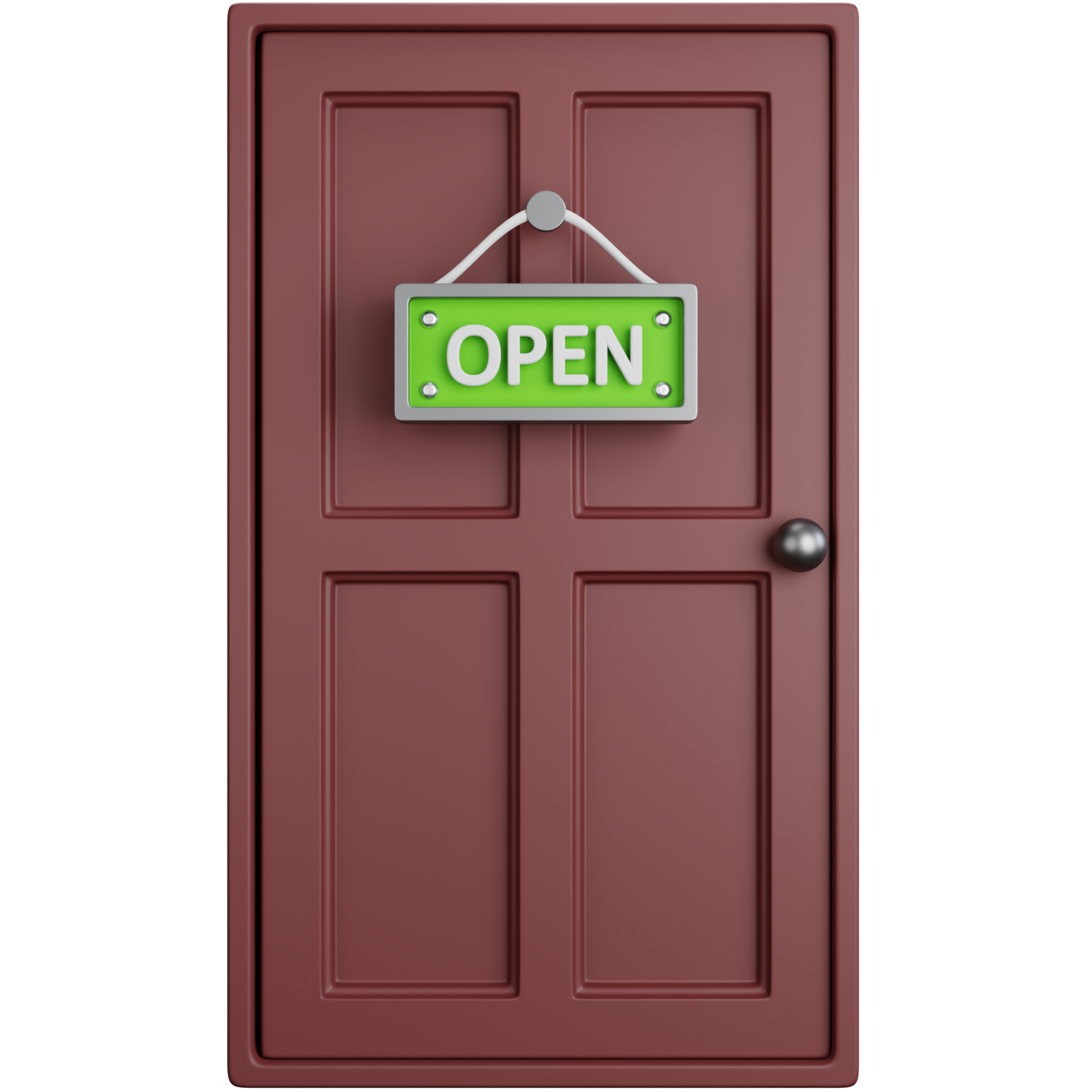 3D Illustration Icon House Door With Open Writing Hanging Board 20575827 PNG