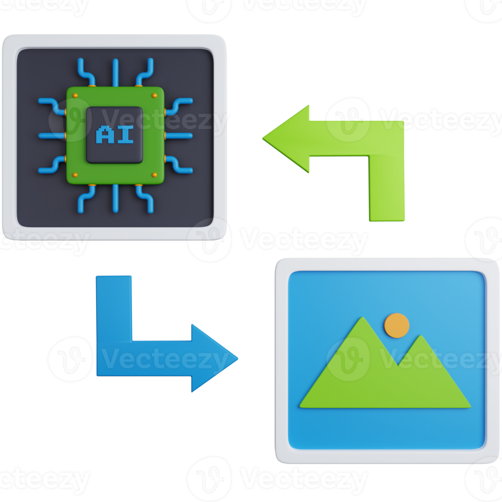 3D Illustration Icon Ai Chip Generated Image png