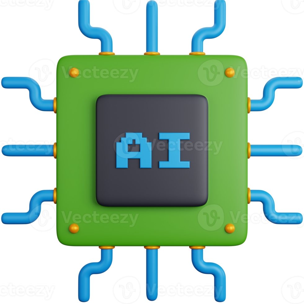 3d illustration ai chip processor png