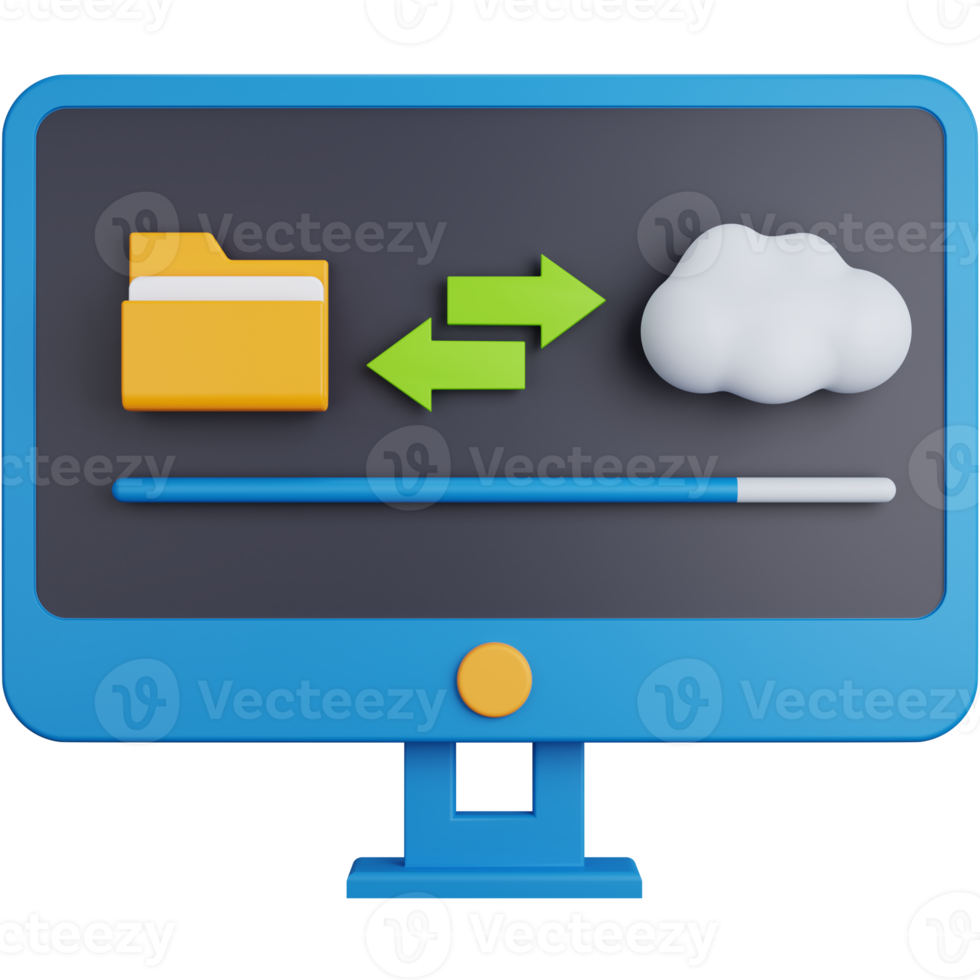 3D Icon Illustration Transfer Folders To Cloud png