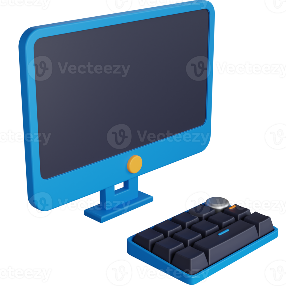 3D Illustration Computer With Keyboard png