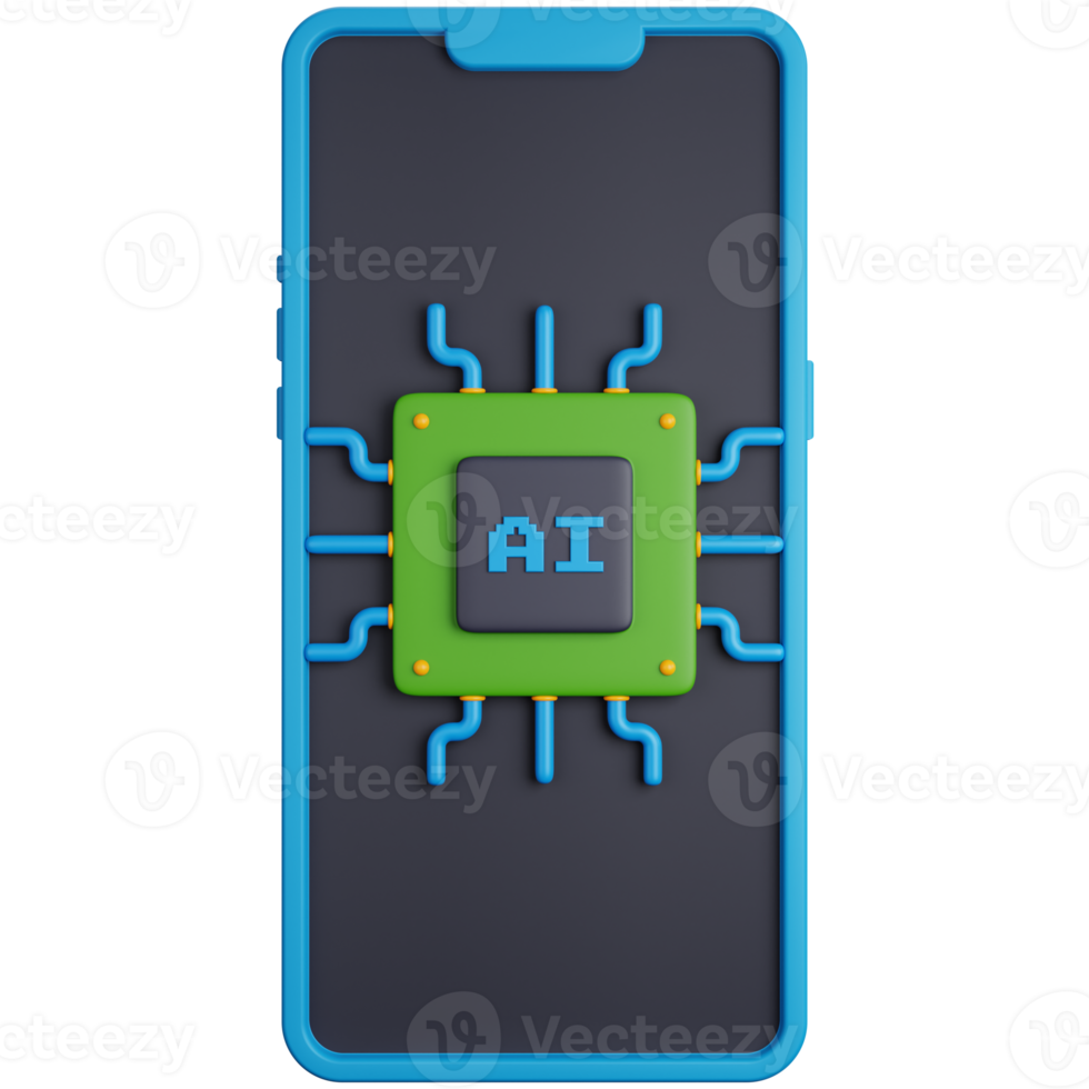 3d icona illustrazione smartphone con ai patatine fritte png