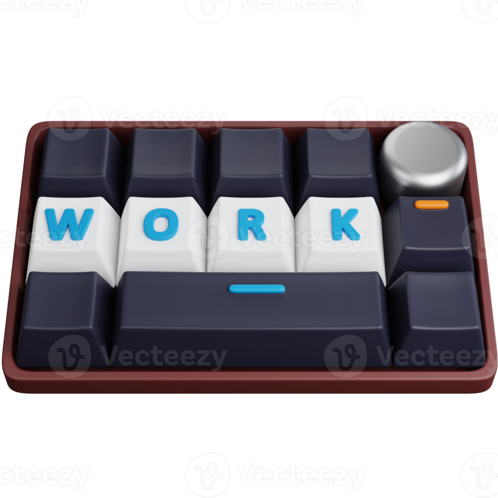 3D Illustration Computer Keyboard With Work Key png