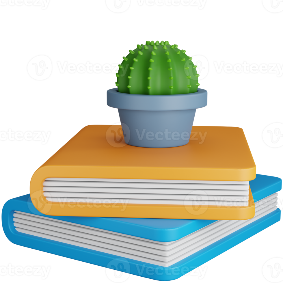 3D Icon Illustration Book With Cactus Plants png