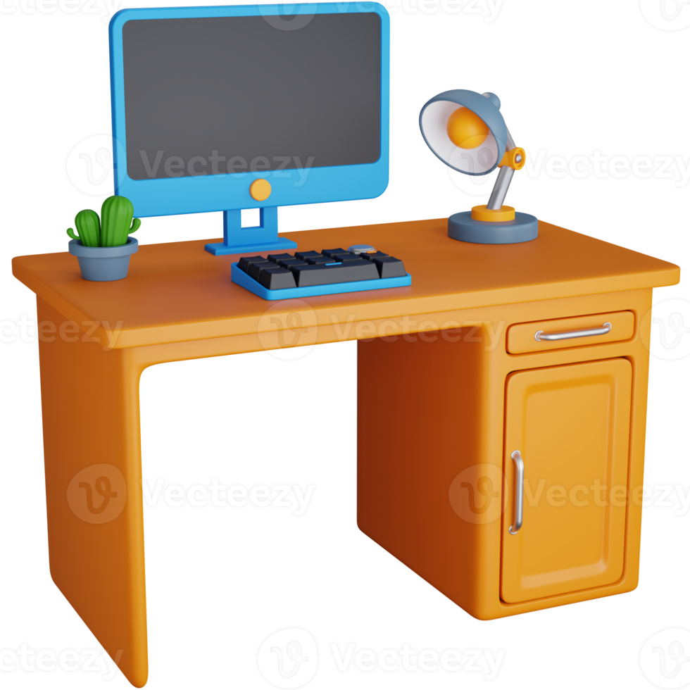 3D Icon Illustration Work desks with computers and some accessories png