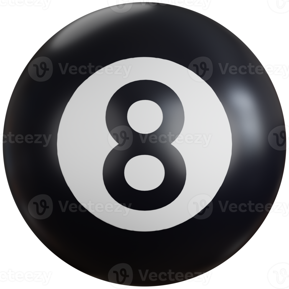 3d ícone ilustração de bilhar bola número oito png