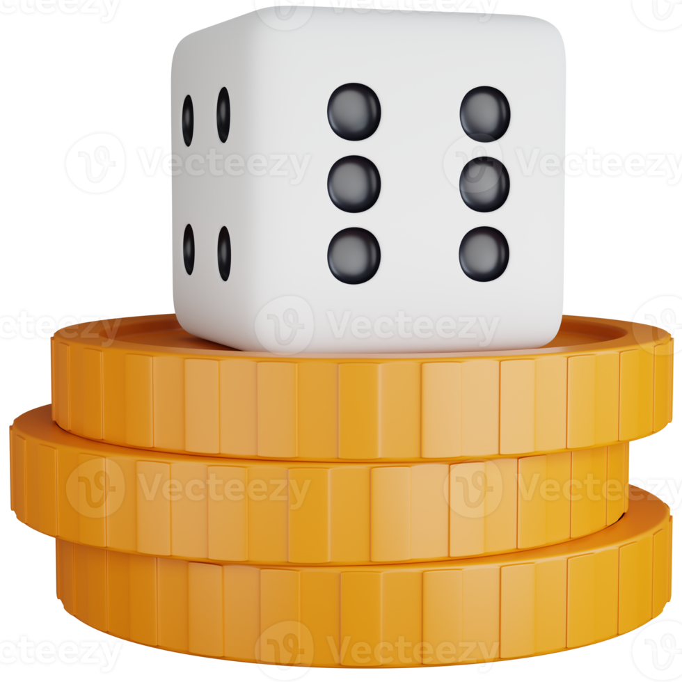 3D Icon Illustration Dice On A Coin 20575871 PNG