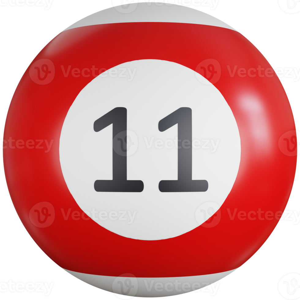 3d icoon illustratie biljart bal met aantal elf png