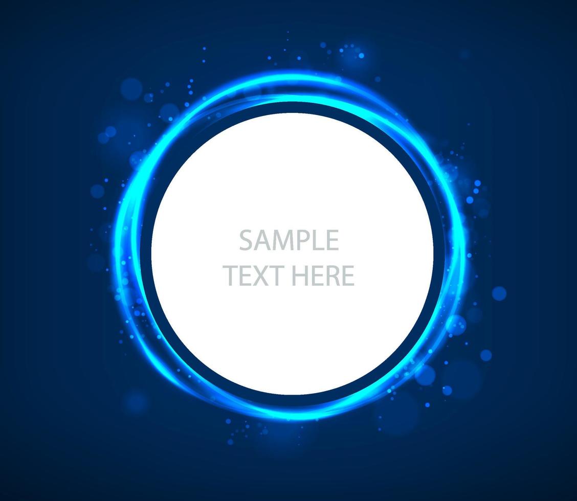 Abstract gold round white and glowing blue background  frame with copy space for text. vector