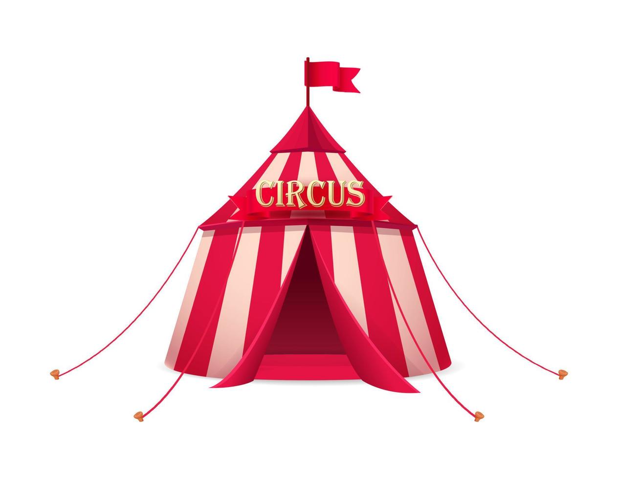 Vector cartoon style red circus tent. Isolated on white background.