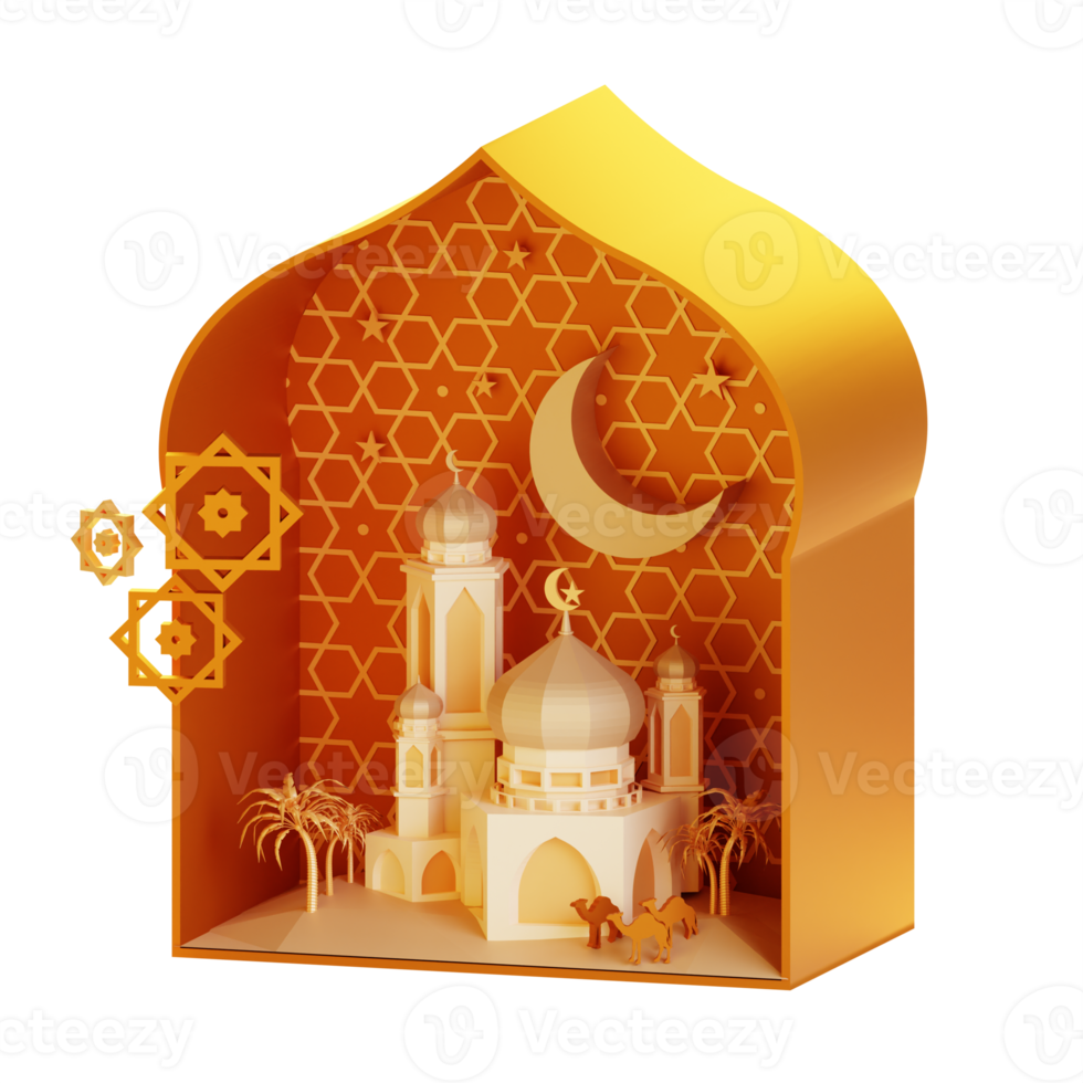 3d Ramadan ornamento con lanterna e moschea png