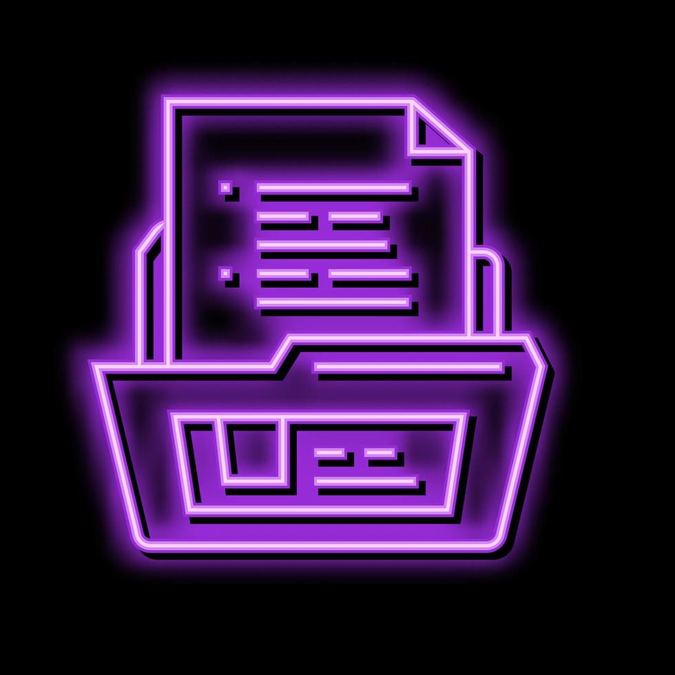 document folder neon glow icon illustration vector