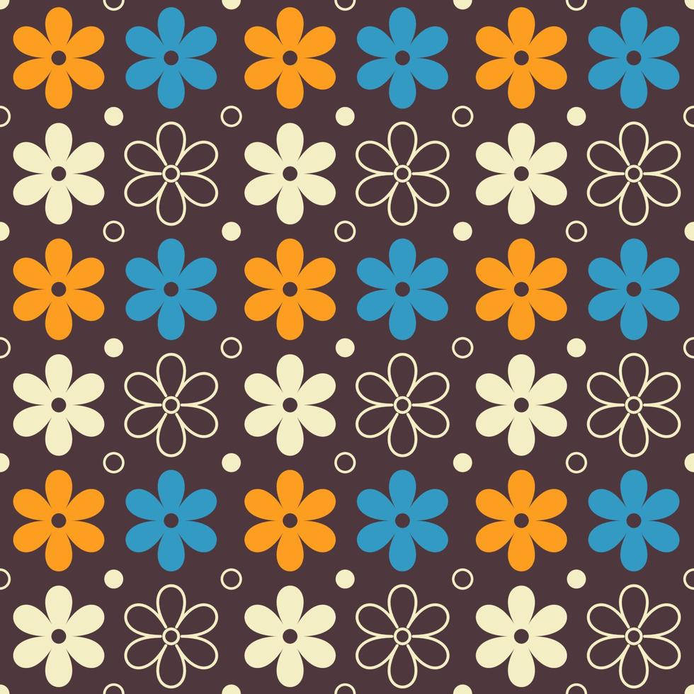 Mid century modern seamless pattern. Retro flowers background for bedding, tablecloth, oilcloth or other textile design in retro style vector