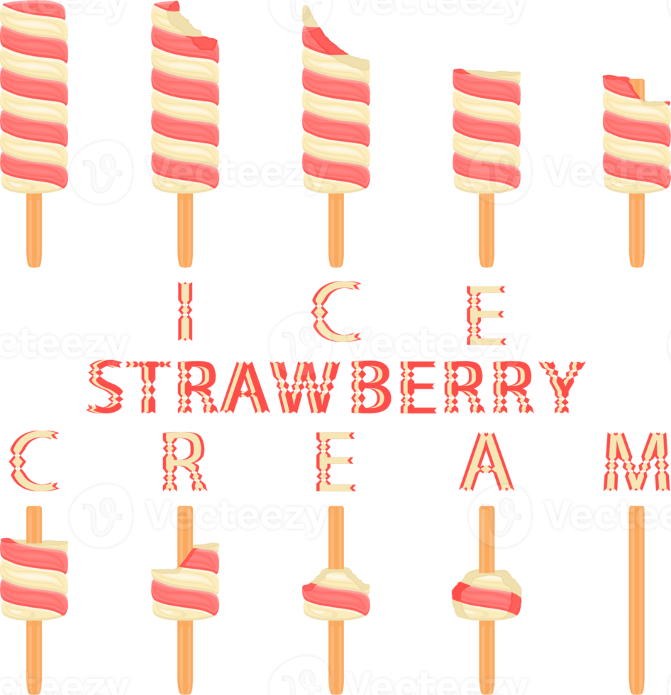 Big set various sweet tasty natural ice cream png