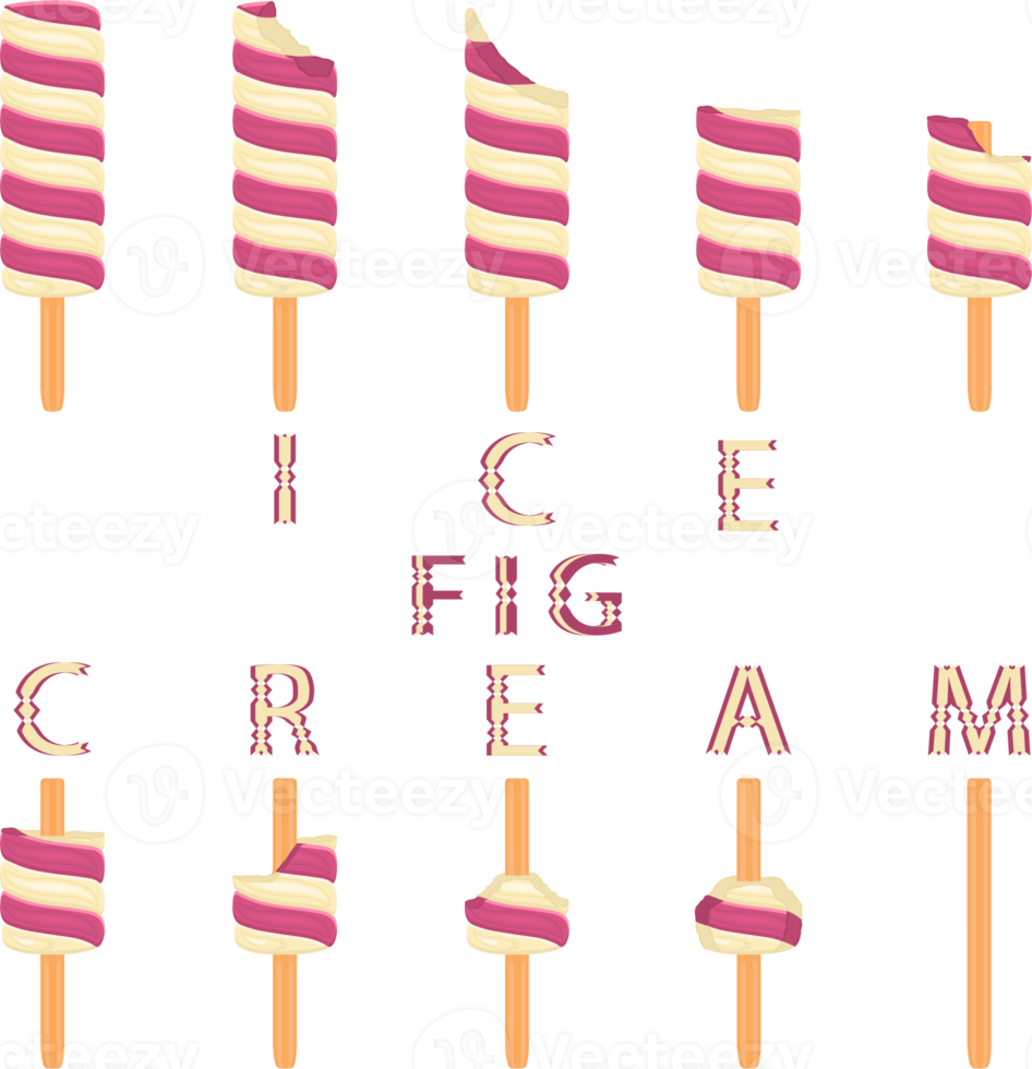 Big set various sweet tasty natural ice cream png