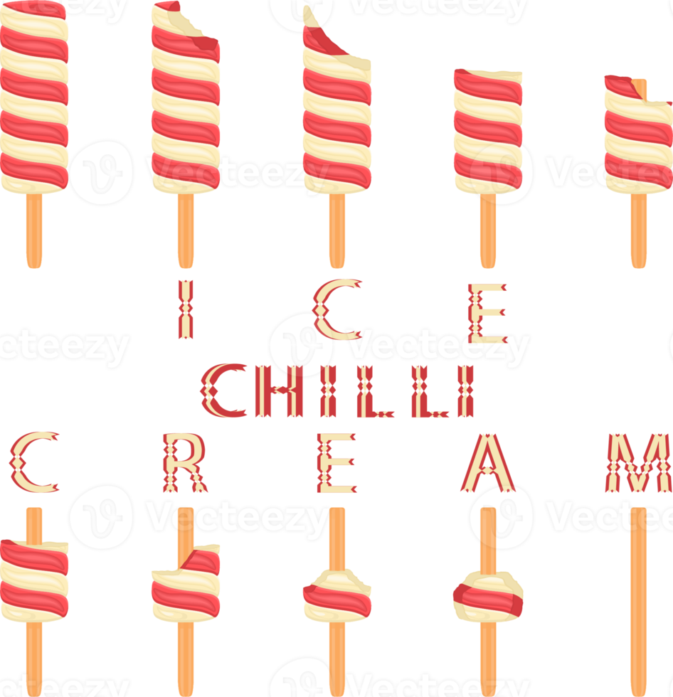 Big set various sweet tasty natural ice cream png