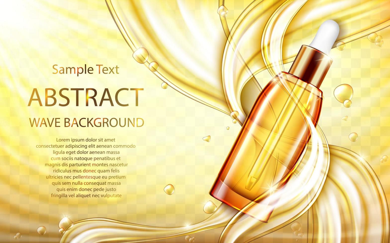 Cosmetic skin care oil or serum with splashes vector