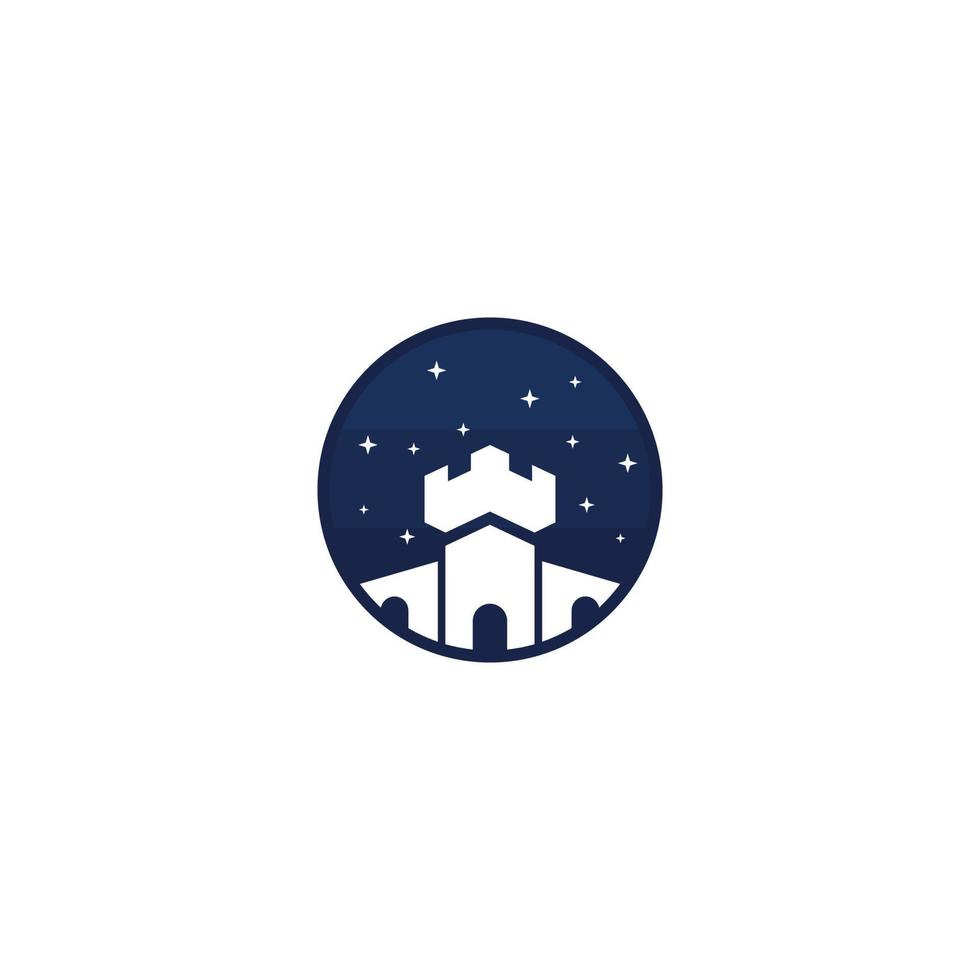 castillo torre logo diseño icono vector degradado