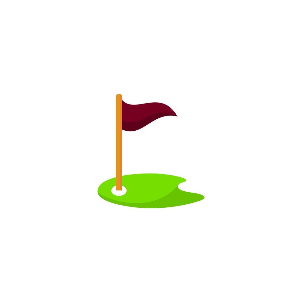 un golf curso con un rojo bandera en eso vector