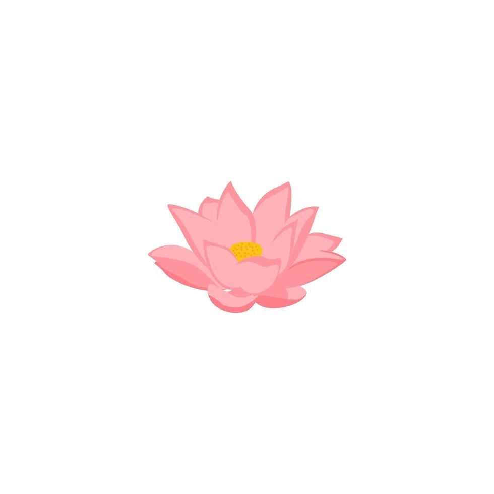 A pink lotus flower is shown on a white background. vector