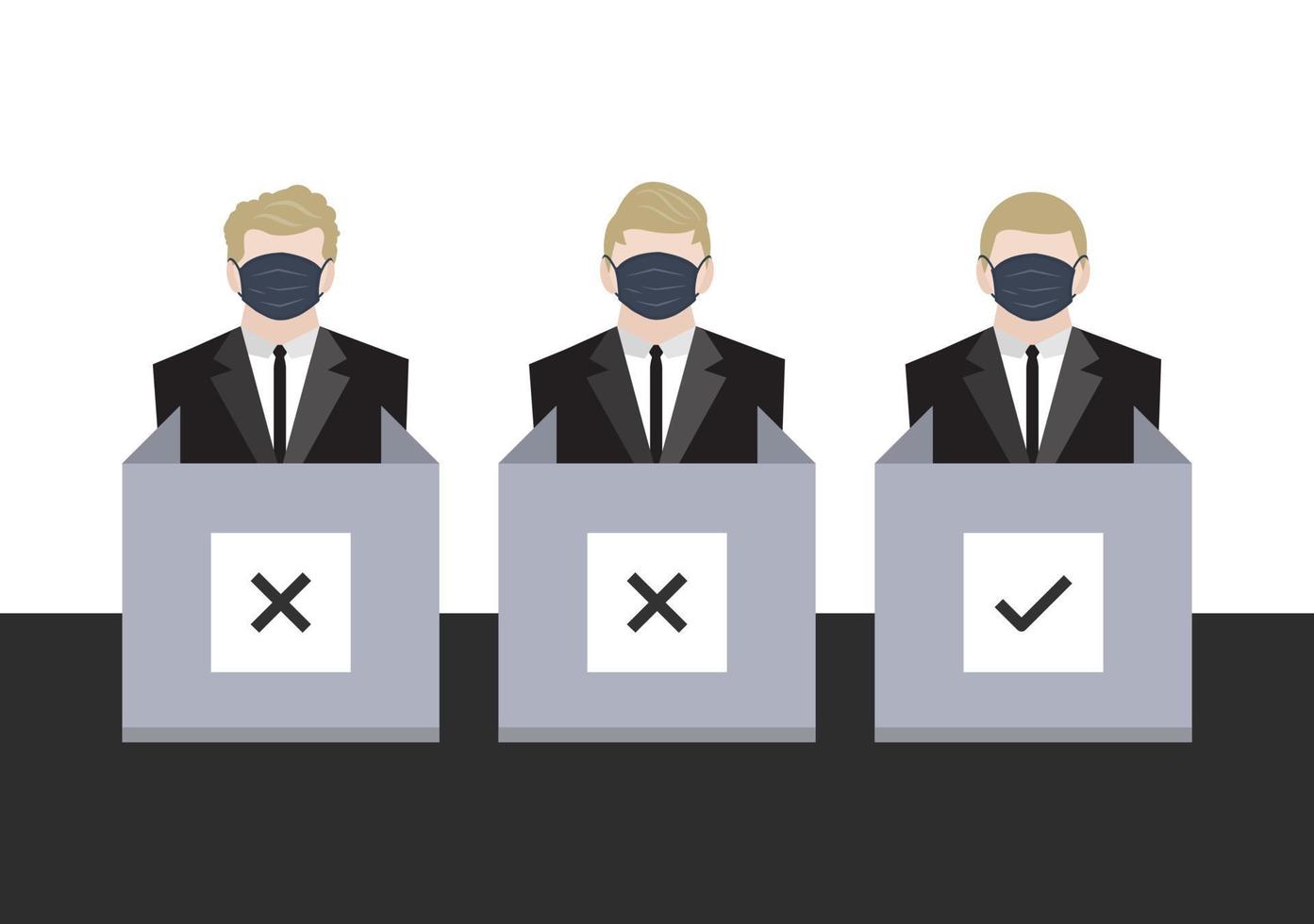 set of human voter at polling station background vector